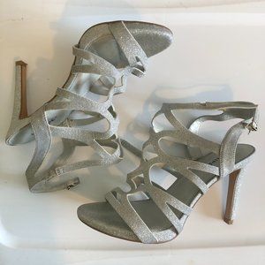 Maripe Silver Glitter Heels